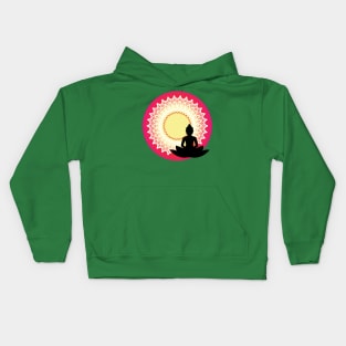 Buddha - The Peaceful Meditating Enlightened Soul Mandala Print Design GC-092-13 Kids Hoodie